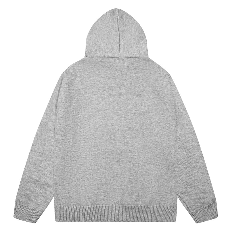 AMRI Grey Core Knitted Sweater Hoodie