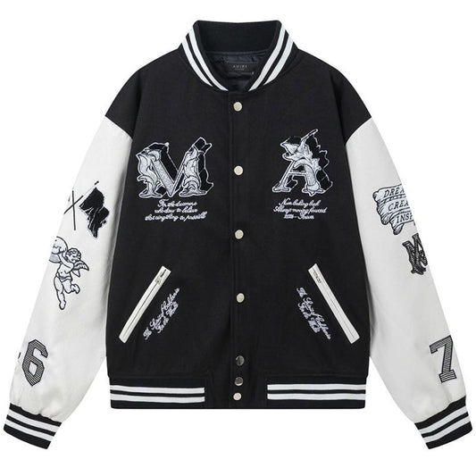 AMRI Angel Branded Woven Varsity Jacket