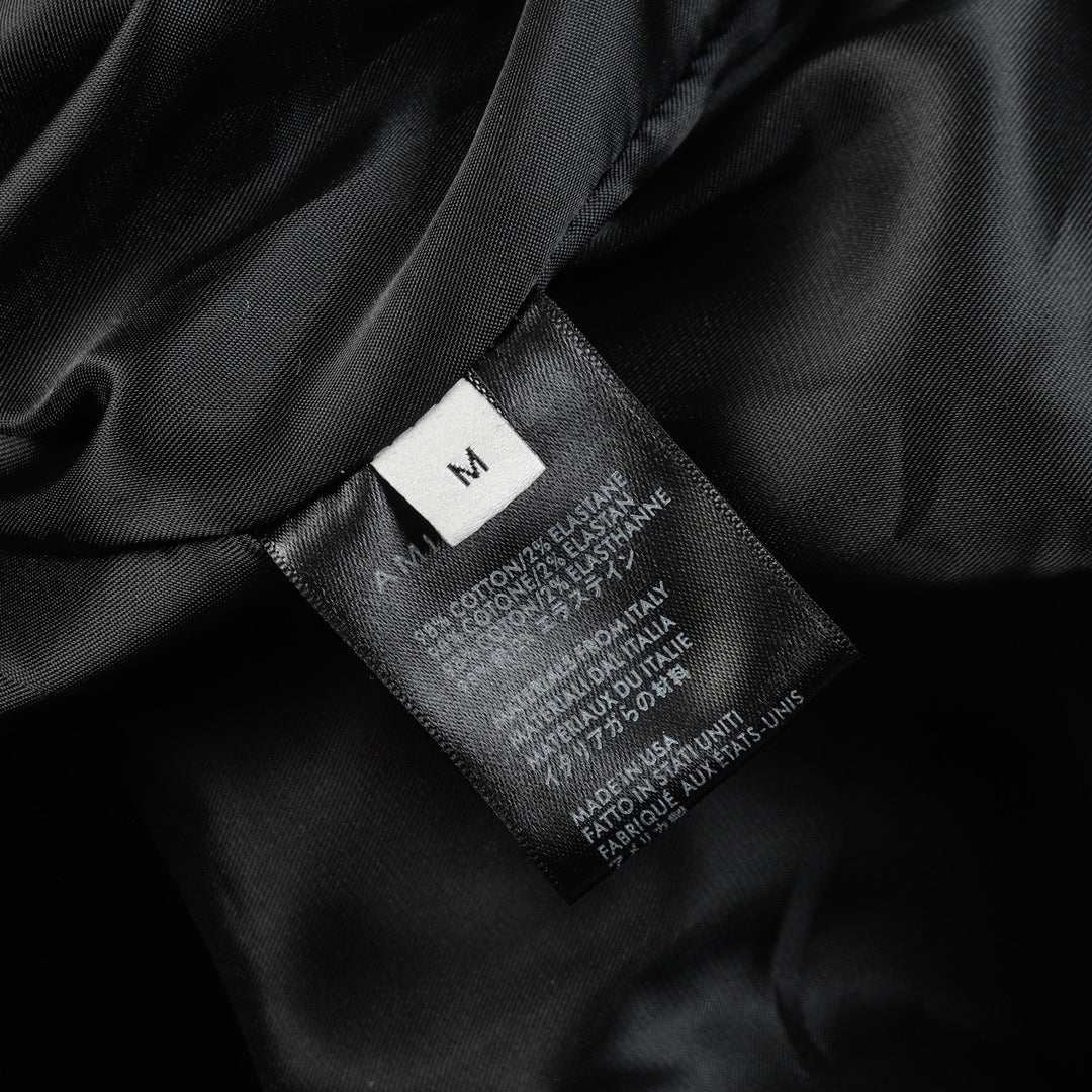 AMRI Logo-Appliquéd Leather Bomber Jacket