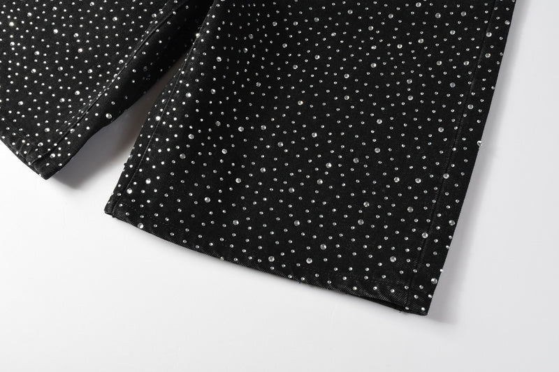 Purple Brand Crystal Diamond Denim Shorts #5095