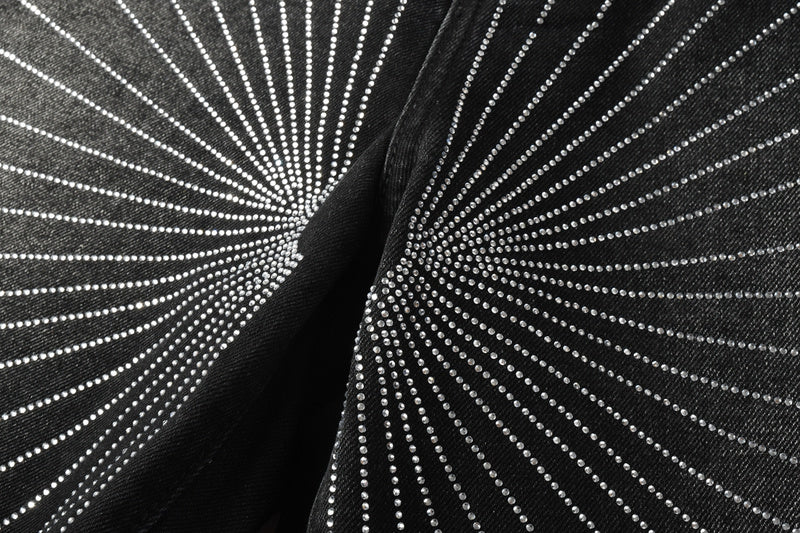 Purple Brand Crystal Diamond Denim Shorts #5104