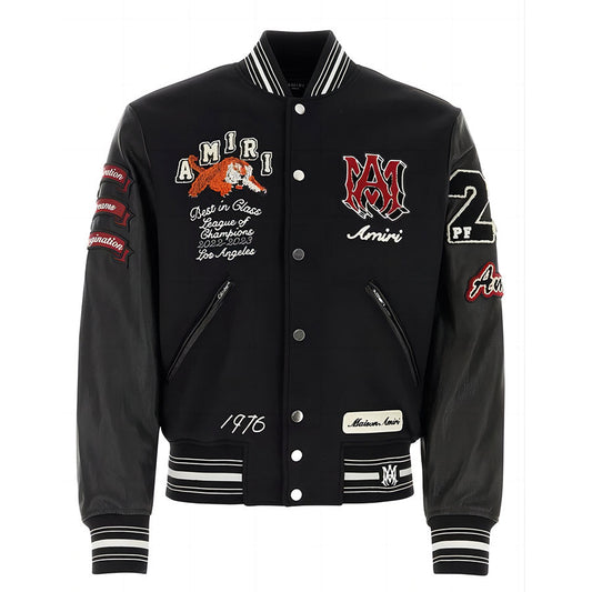 AMRI Varsity Vintage Patch Bomber Jacket