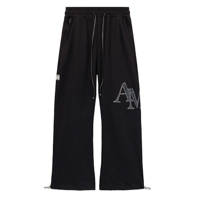 AMRI Leather Logo Cotton-Jersey Pant