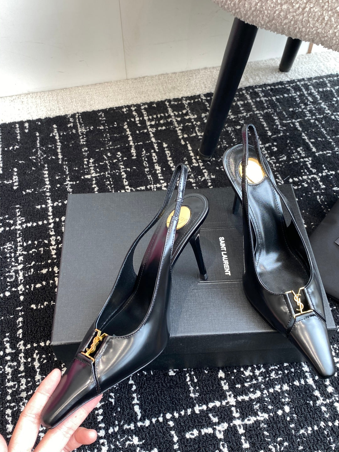 Saint Laurent Square-Toe YSL Buckle Pumps – 25SS