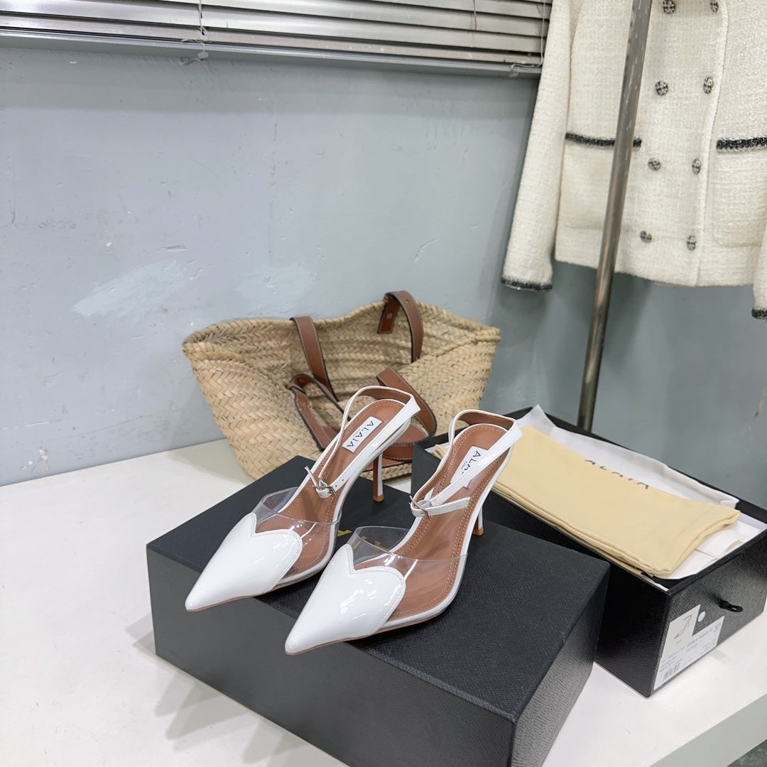 Alaïa Heart PVC Pointed Toe Slingback Mules – Spring/Summer Collection – 25SS