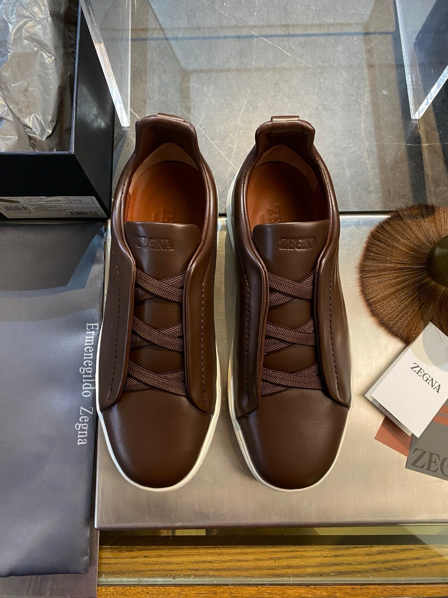 Zegna Triple Stitch Leather Sneakers