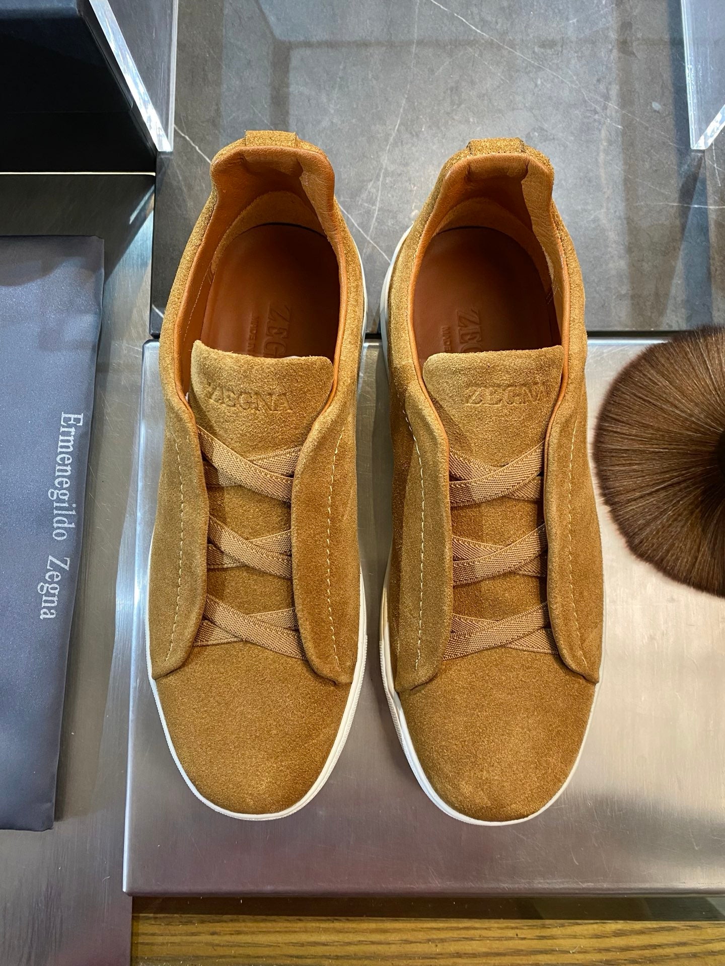 Zegna Triple Stitch Leather Sneakers