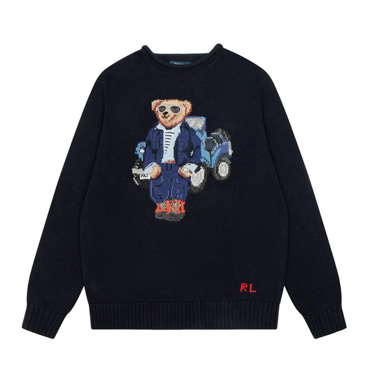 Ralph Lauren Heavy Craftsmanship Bear Vintage Car Knit Crewneck Sweater – Autumn/Winter